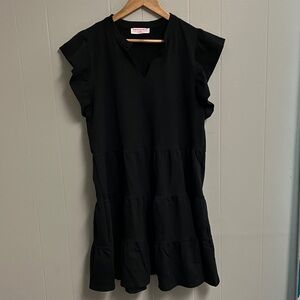 NWOT Discount Divas Elegant Black Tiered Ruffle Sleeve Dress Size XL New!!